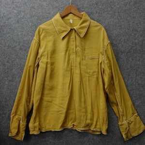 NAP Pajama Oversized Lounge Shirt Womens MEDIUM Yellow Top Dijon Mustard Holiday
